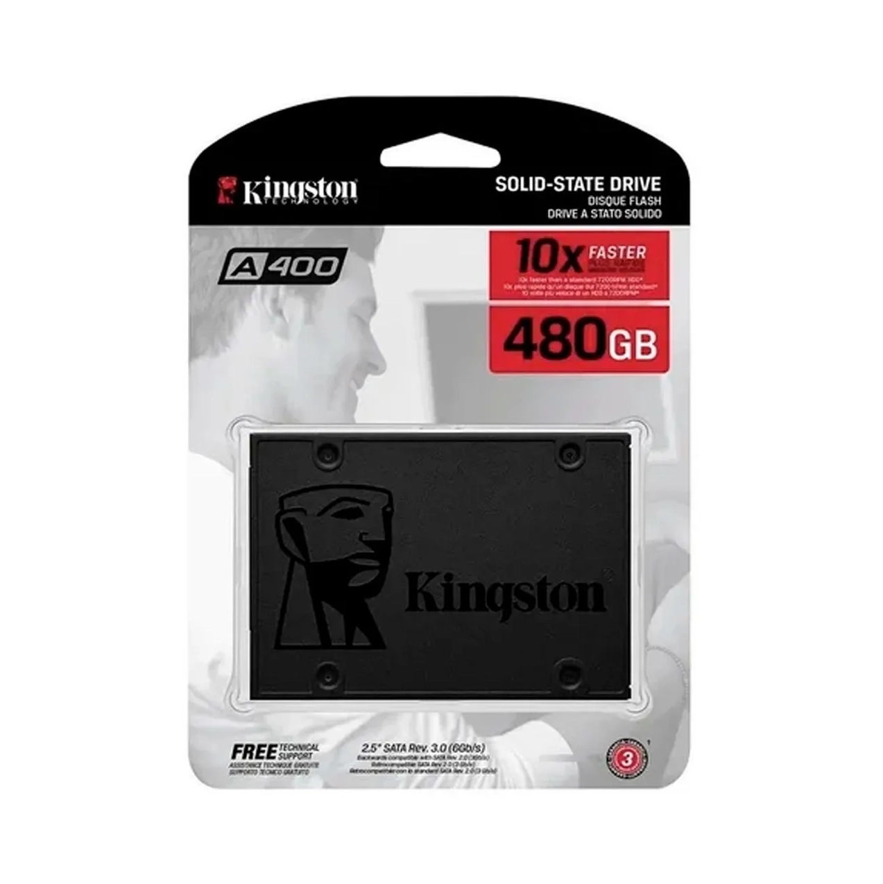 Disco sólido SSD interno Kingston SA400S37480G Disco Sólido Interno SSD Plus SATA III 480GB negro